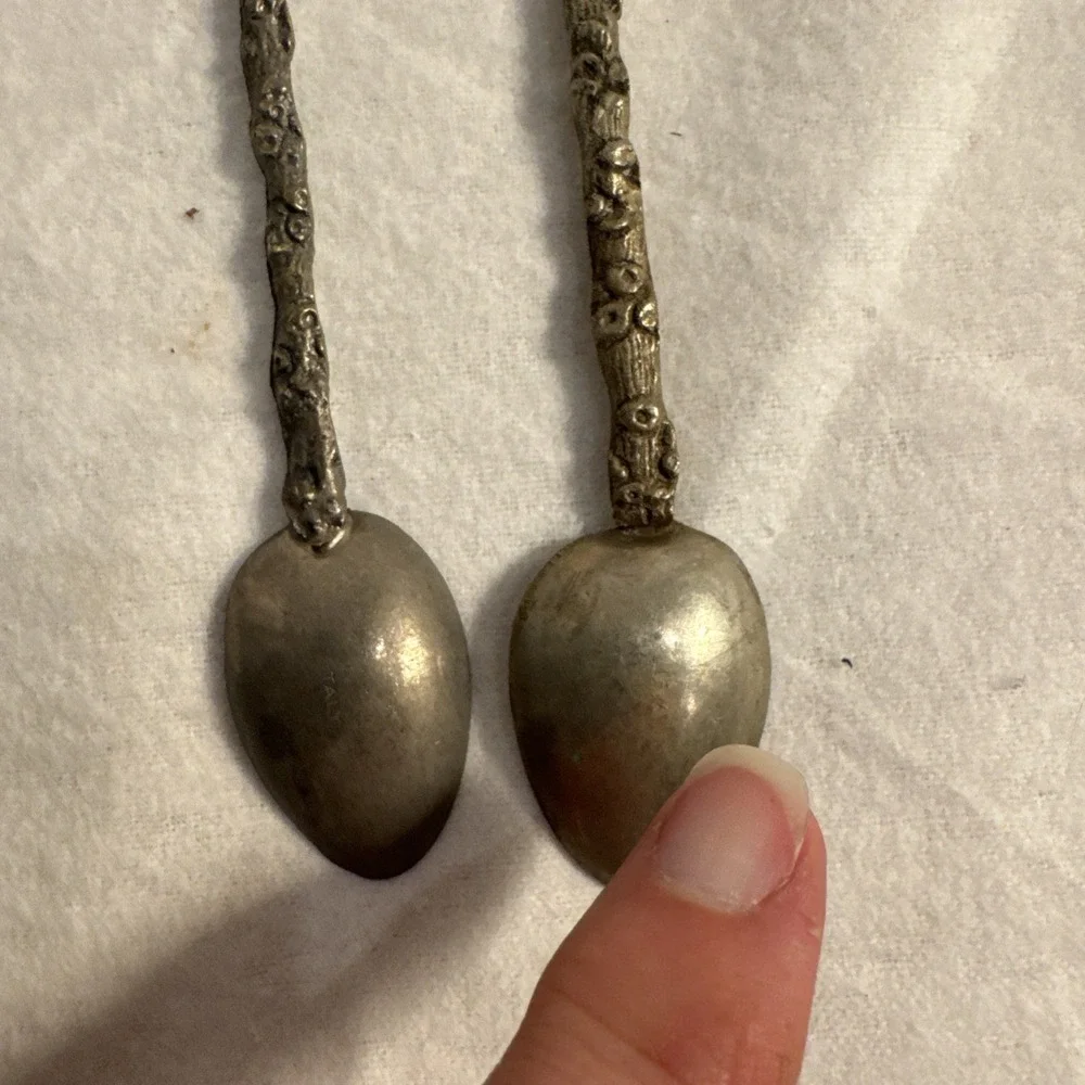 Italy‎ Silverplate Souvenir Spoons Pair Set of 2 Ornate Handles Collectible